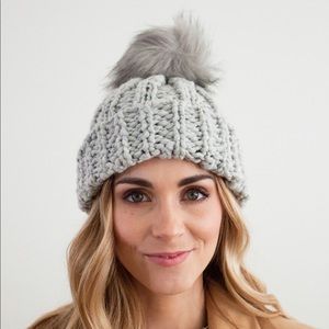 Gray Pom Beanie